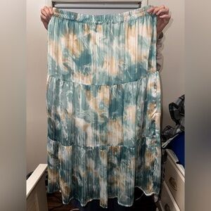 Tiered Maxi Dress in Teal and Cream Tie-Dye